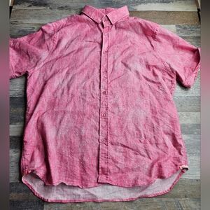 Robert Graham Modern Americana Linen Blend Short Sleeve Shirt 3XL Tailored Fit